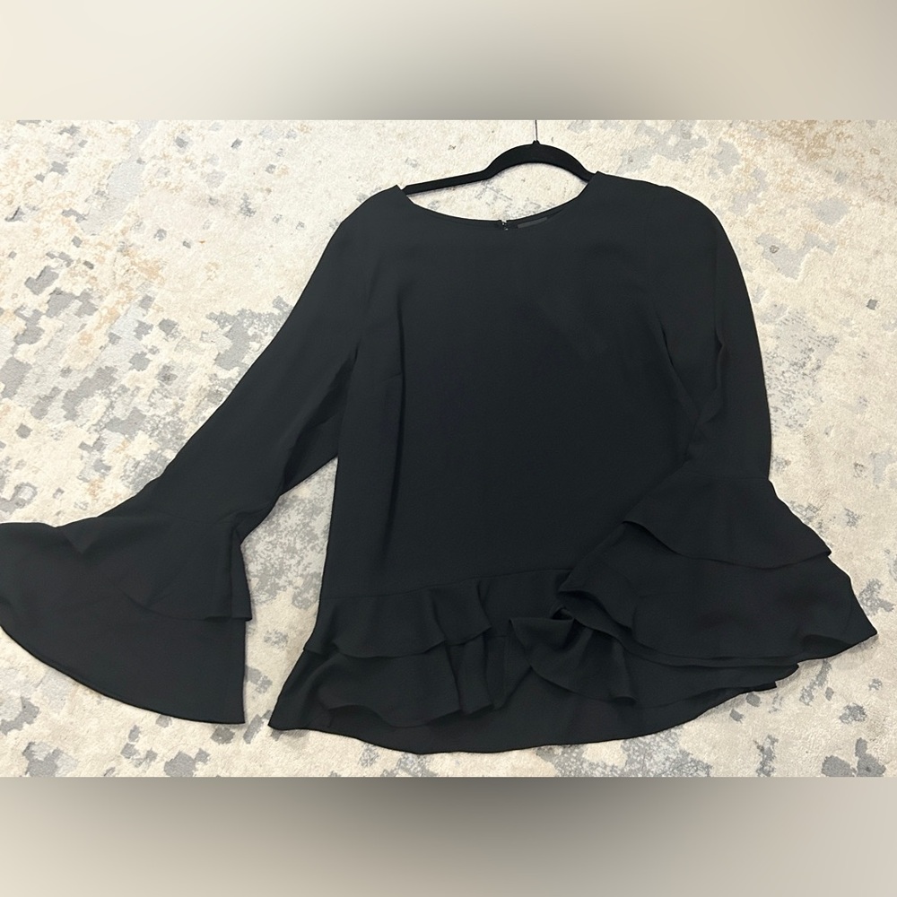 Black Detailed Long Sleeve Blouse